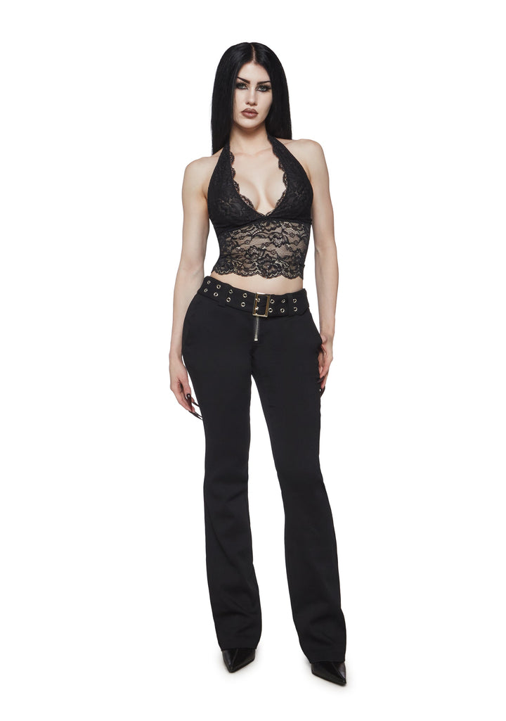 Lisa Low Rise Pants with Grommet Belt