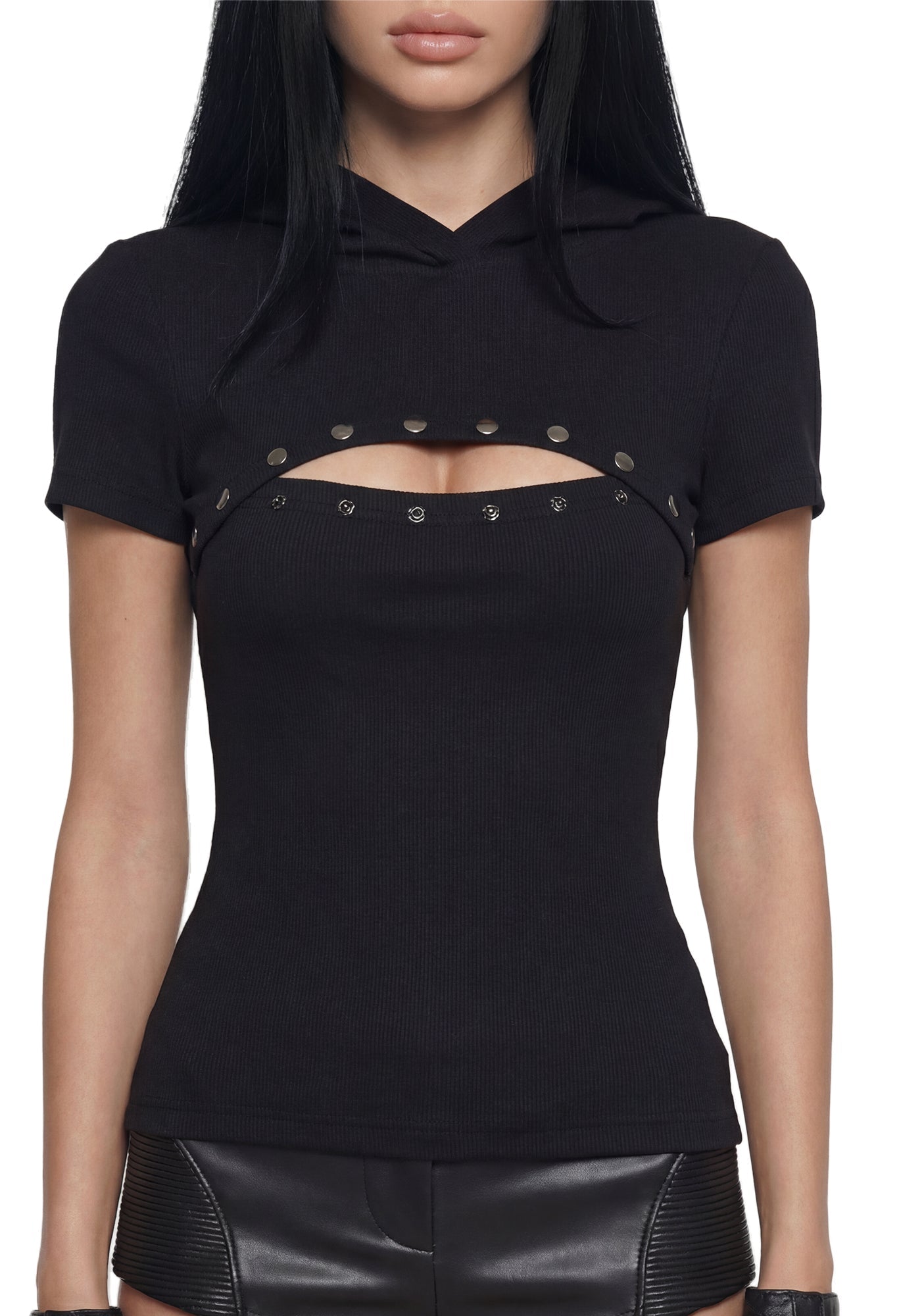 Construct Snap Hooded Top