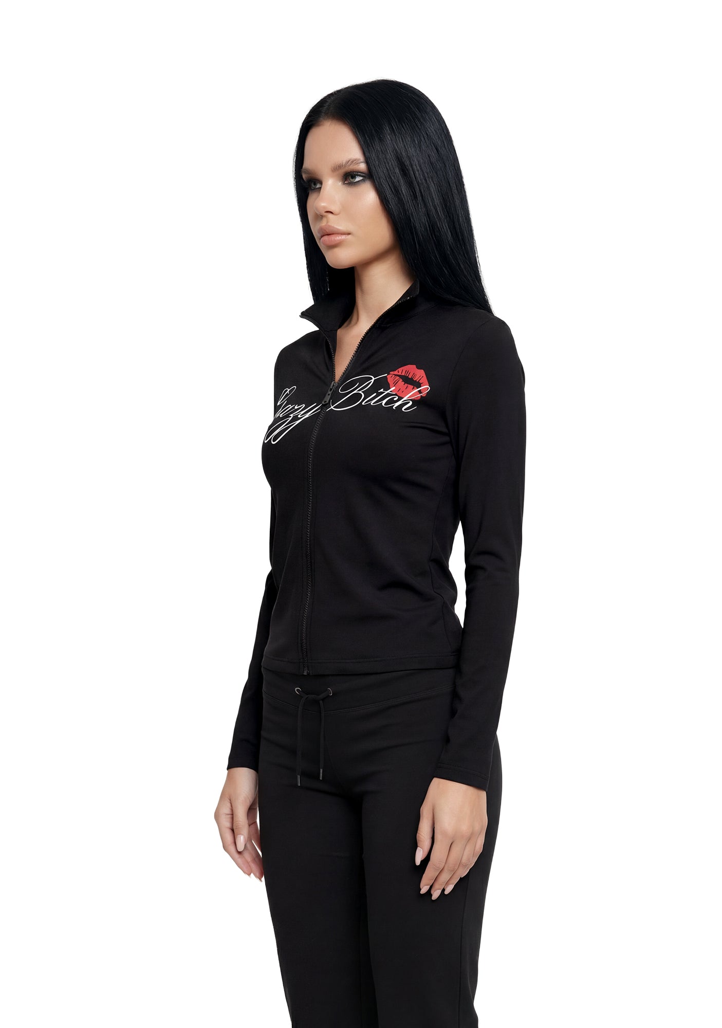 Let's Go Crazy Zip Up Jacket - Black