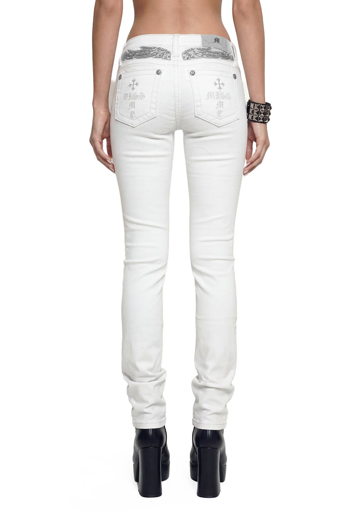 Gabbriette Low Rise Bootcut Jeans - White