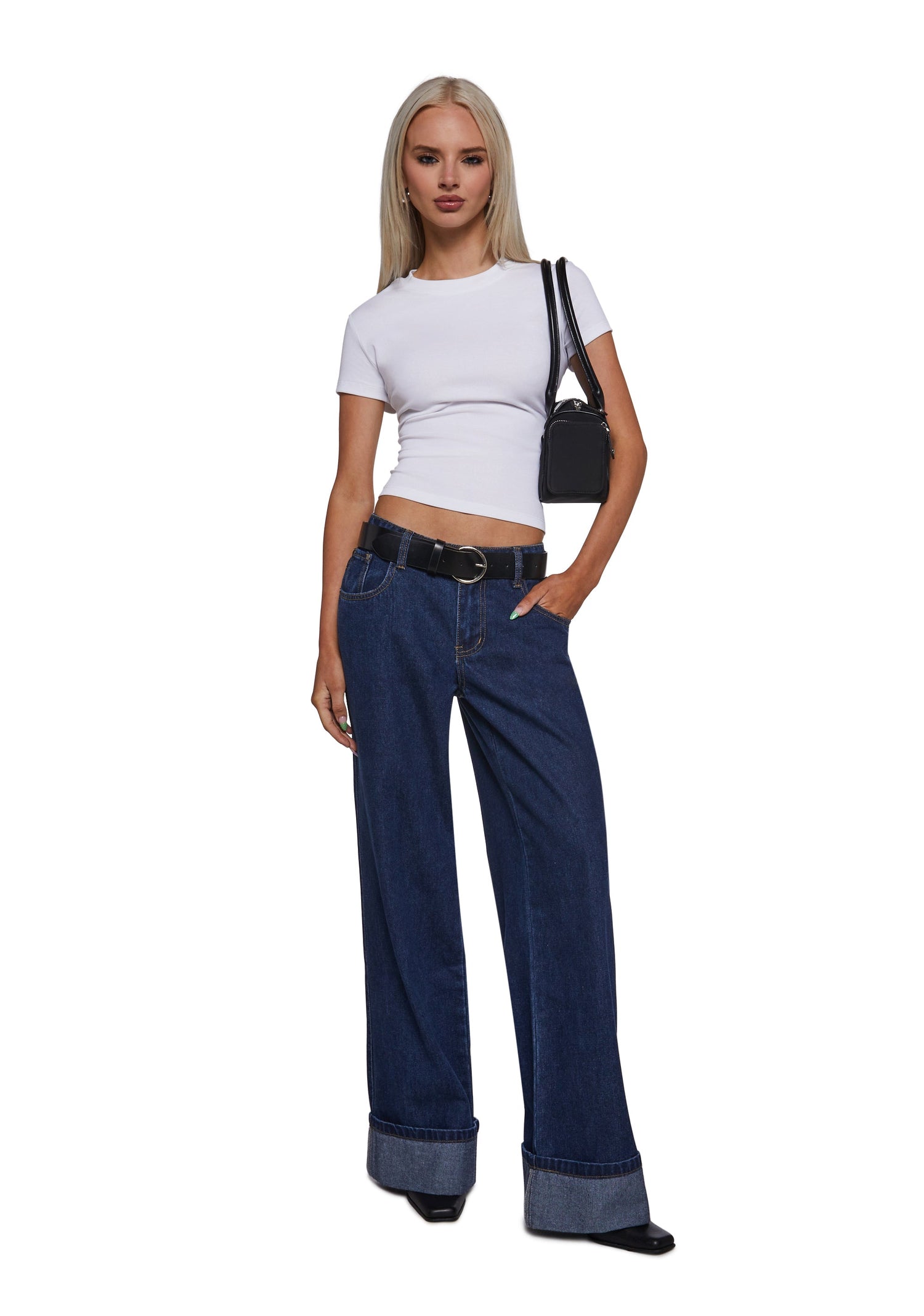 Bella Wide Leg Cuff Jeans