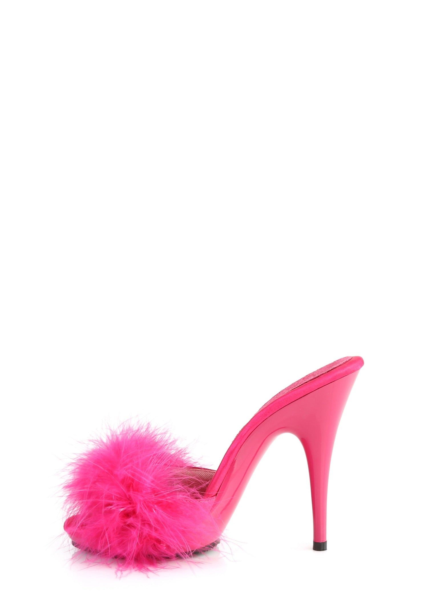 Poise-501Faux Fur Slip on Heels - Hot Pink