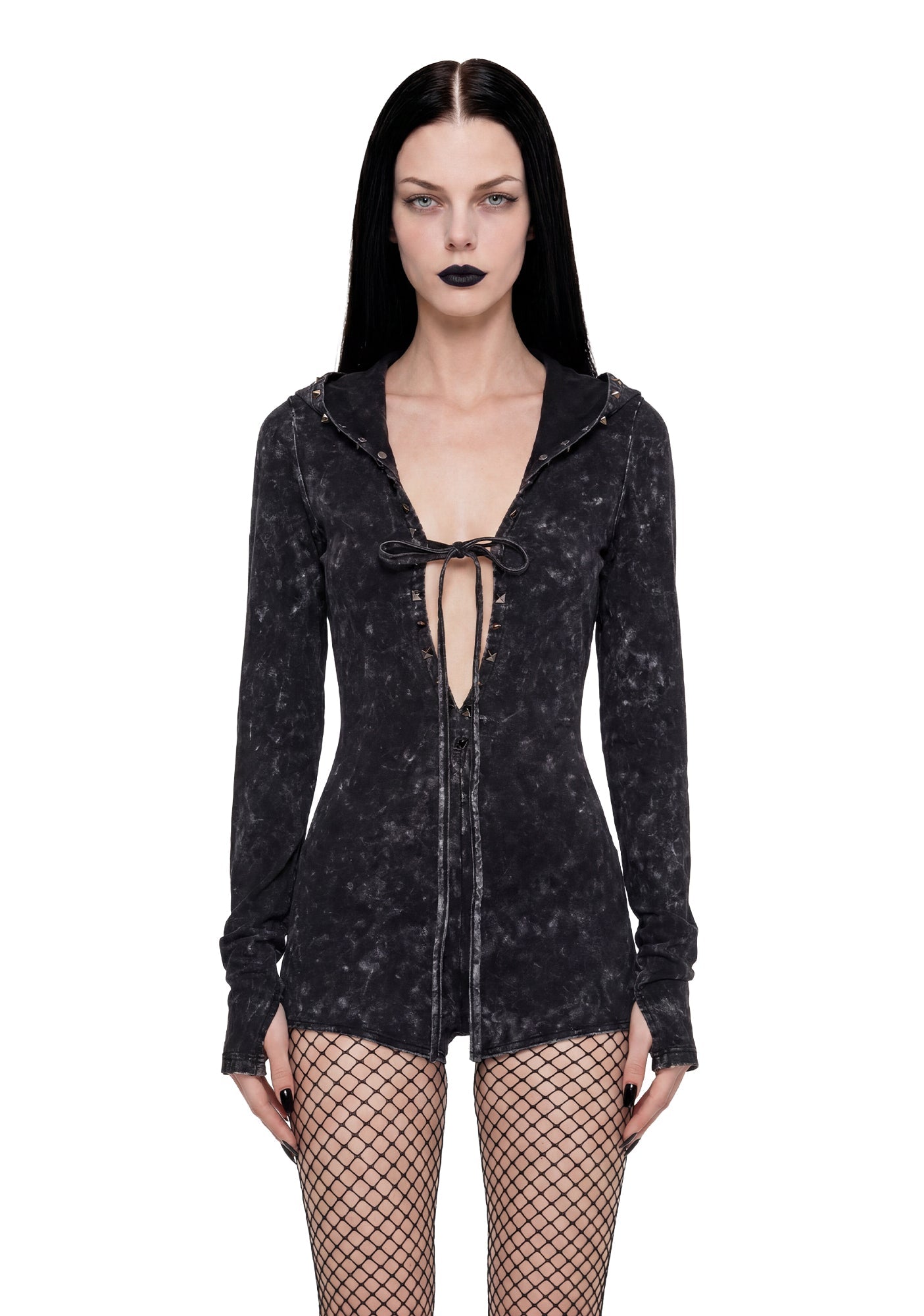 Death Guild Studded Hooded Romper
