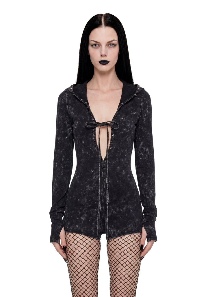 Death Guild Studded Hooded Romper