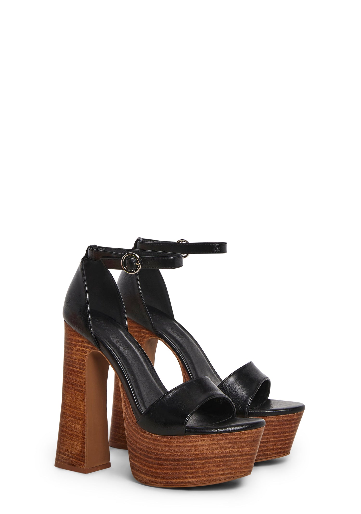 Holy Revelation Wooden Platform Heels - Black
