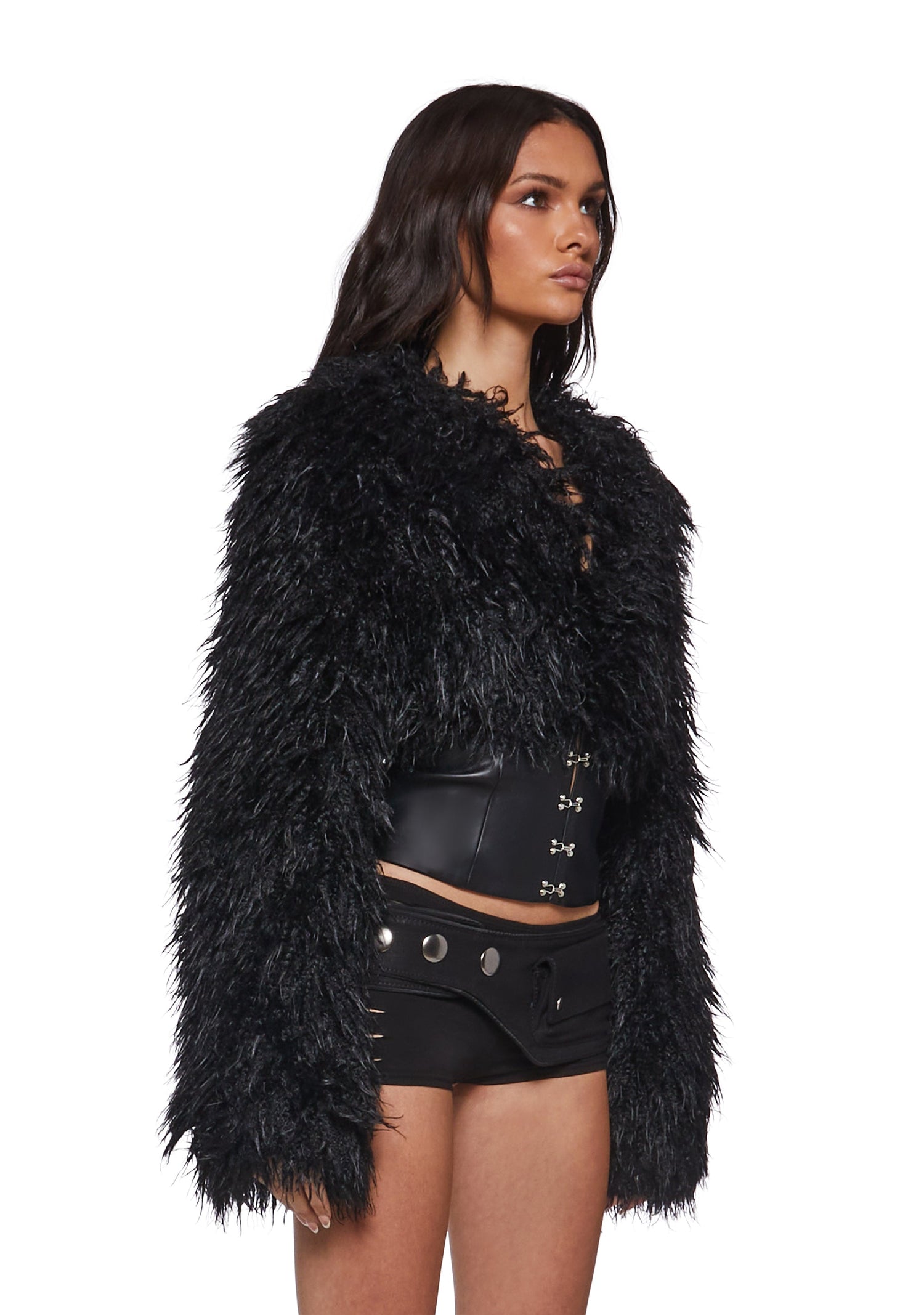 Abyss Faux Fur Jacket with Corset