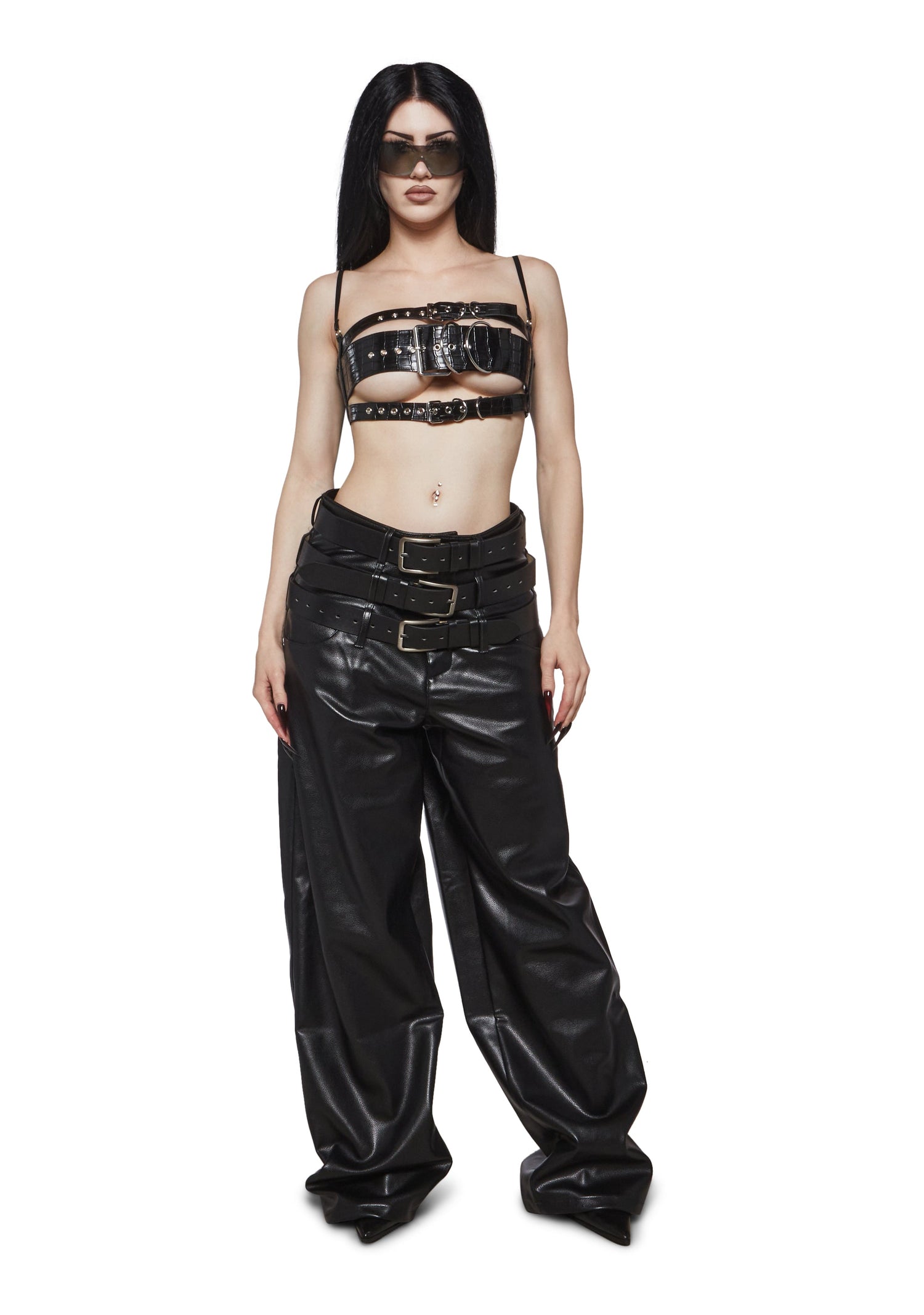 Triple Belt Pants - Black