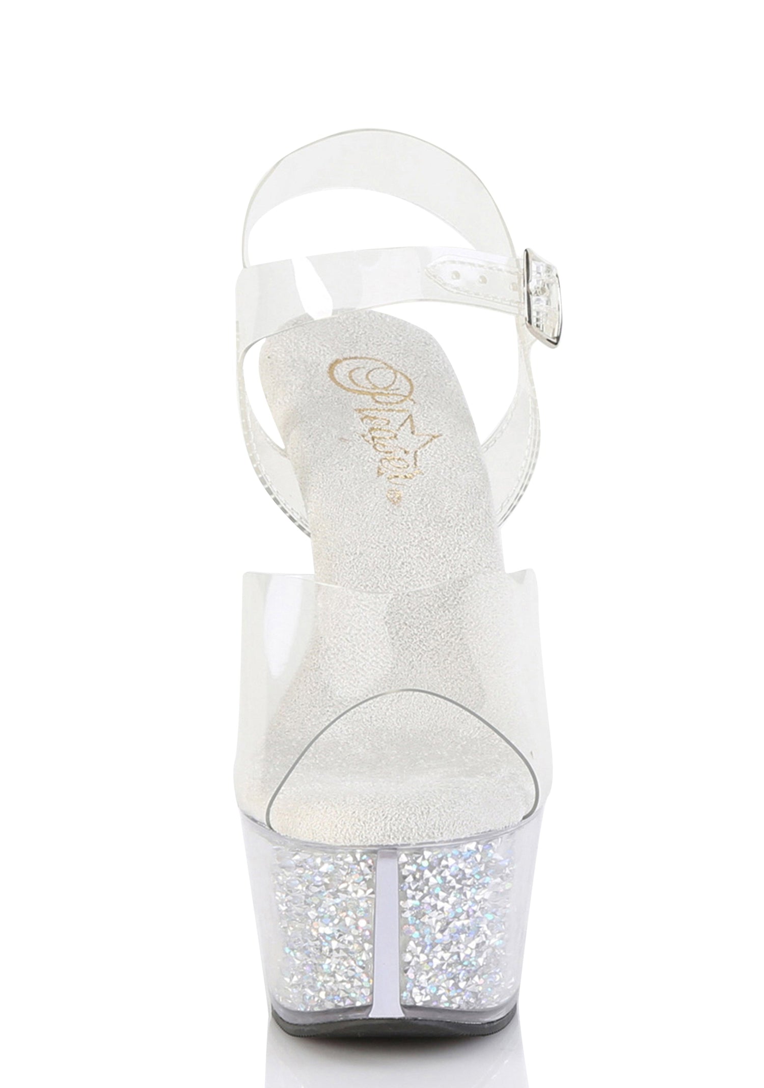 Aspire-608RSI Platform Ankle Strap Sandals-Clear