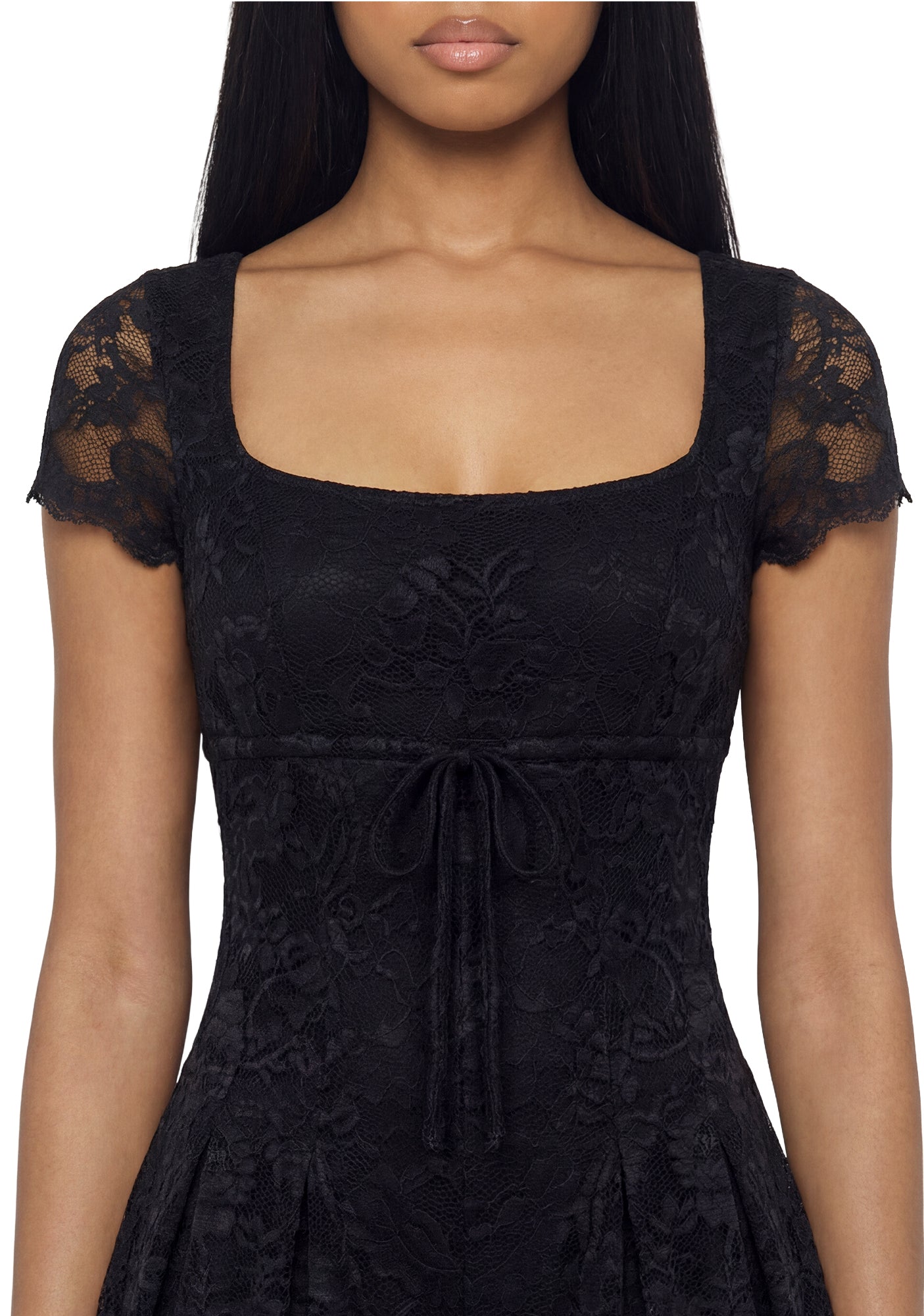 Elaine Lace Babydoll Romper - Black