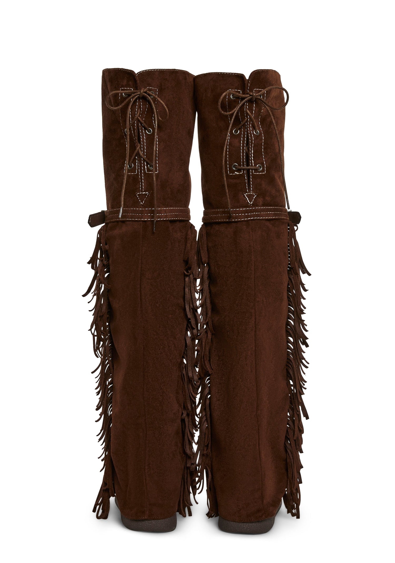Fringe Thigh High Wedge Boot