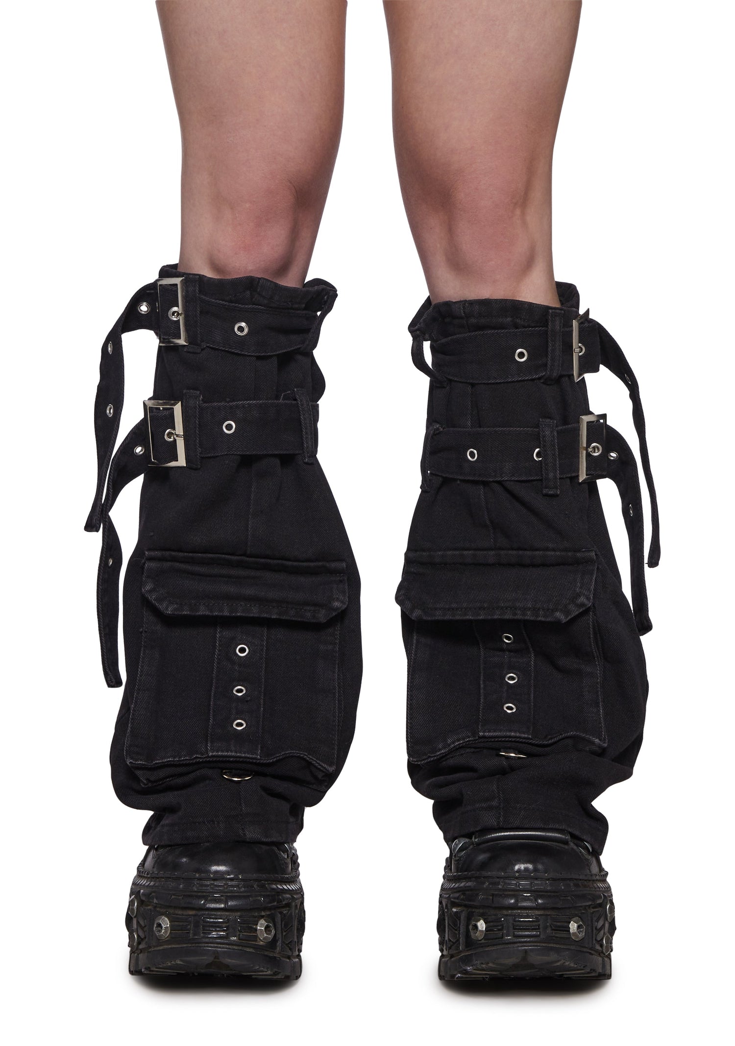 Buckle Legwarmers with Pockets - Black