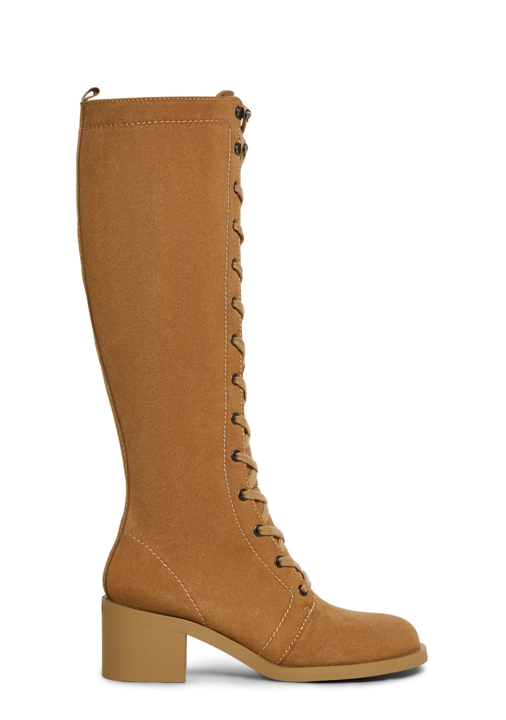 Gia Lace Up Boots - Tan