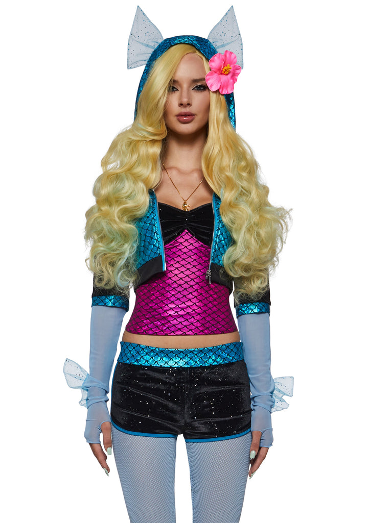 Blue Lagoon High School Doll Costume and Wig Set