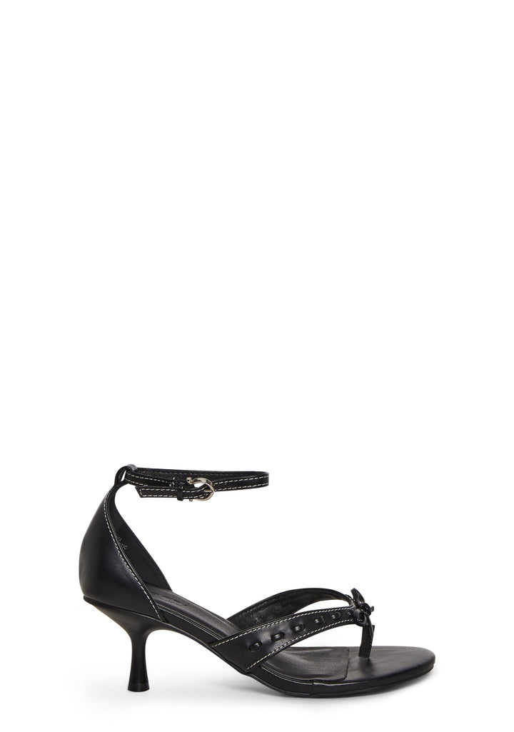 Lexi Ankle Strap Thong Sandal - Black