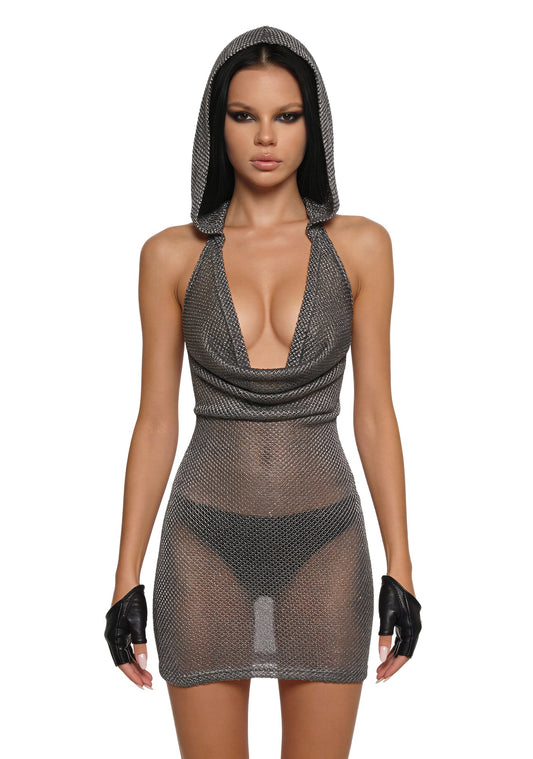 Analog Hooded Cowl Neck Dress