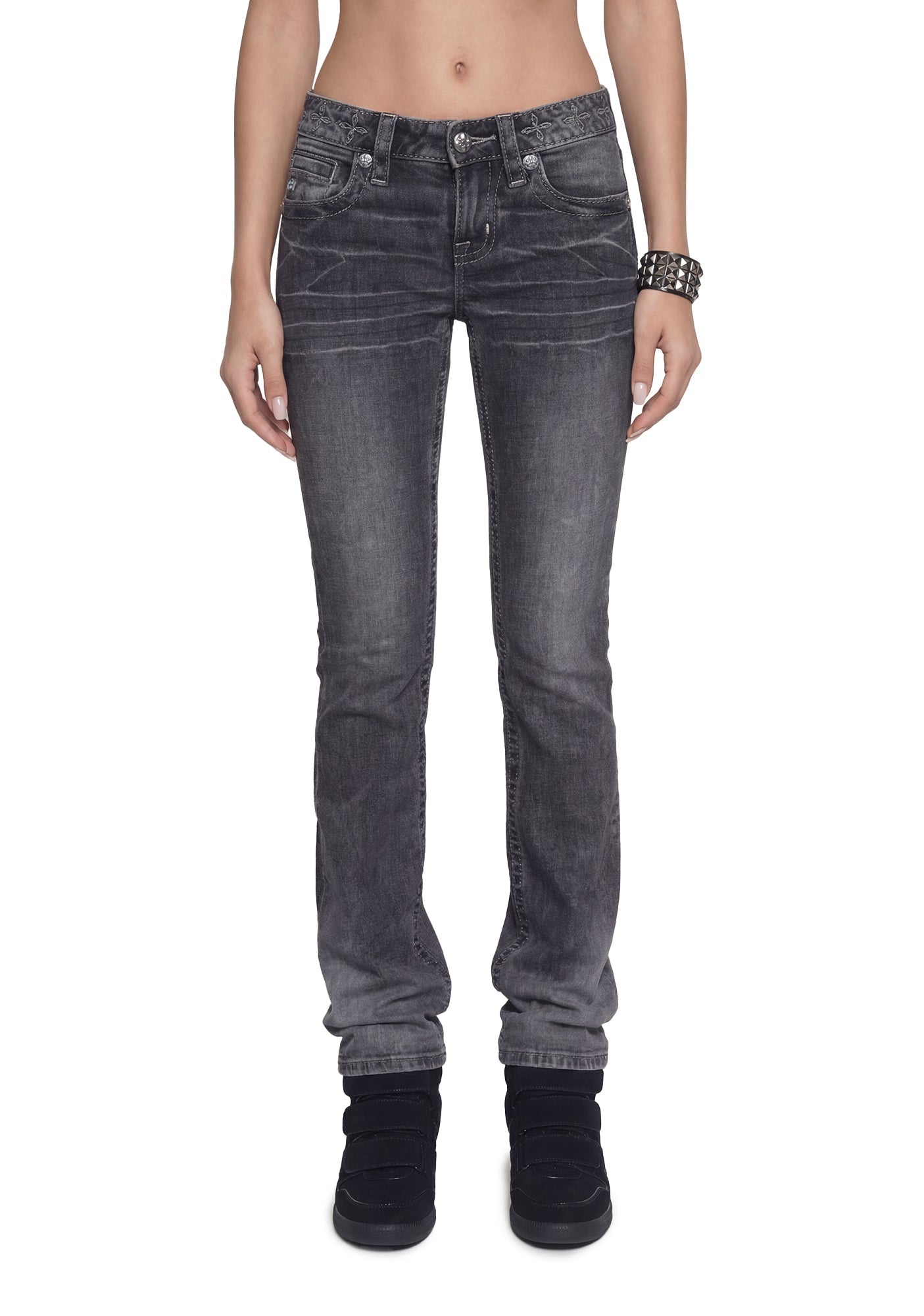 Skylar Low Rise Bootcut Jeans - Grey