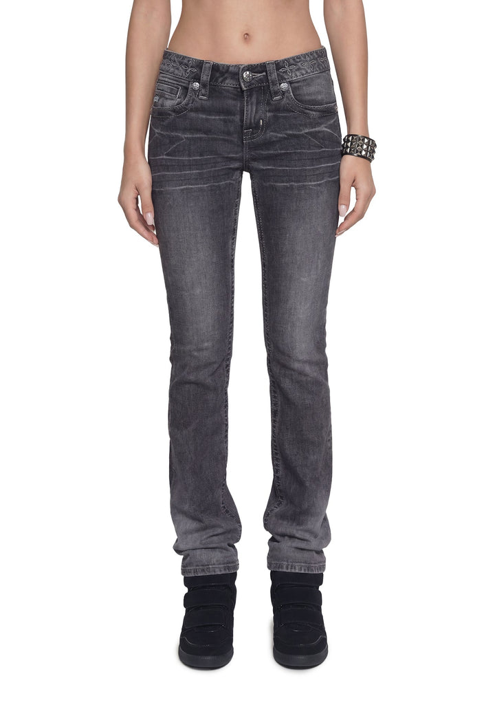 Skylar Low Rise Bootcut Jeans - Grey