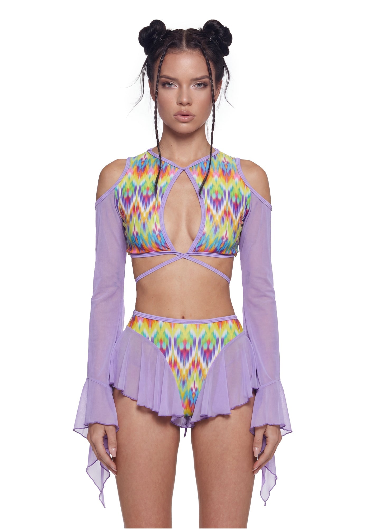 Neon Pop Mesh Long Sleeve Top