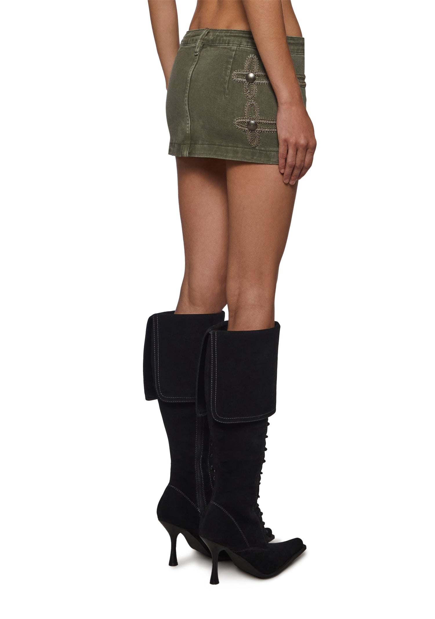 Military Parade Twill Mini Skort - Green