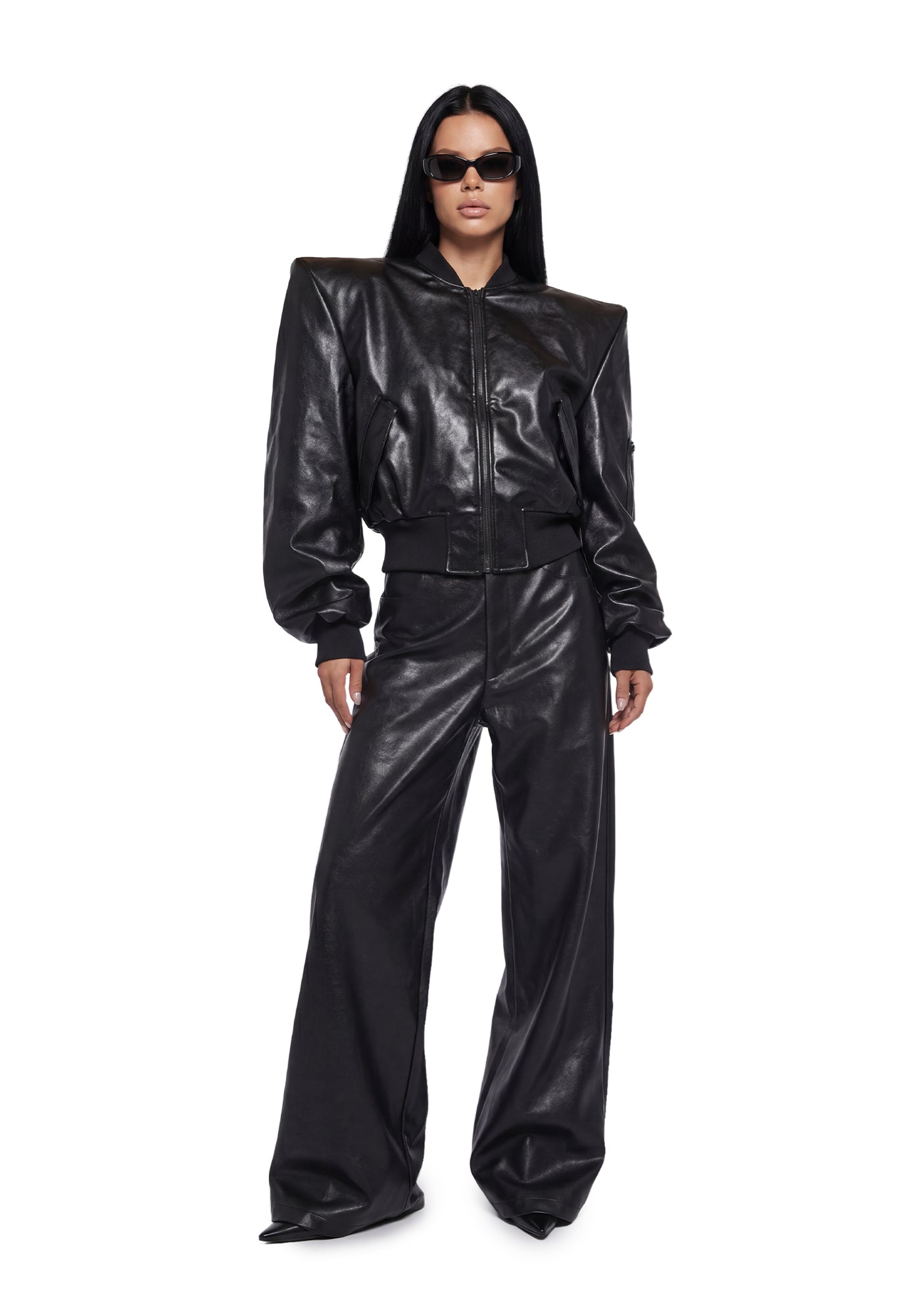 Leather Baggy Suit Trousers