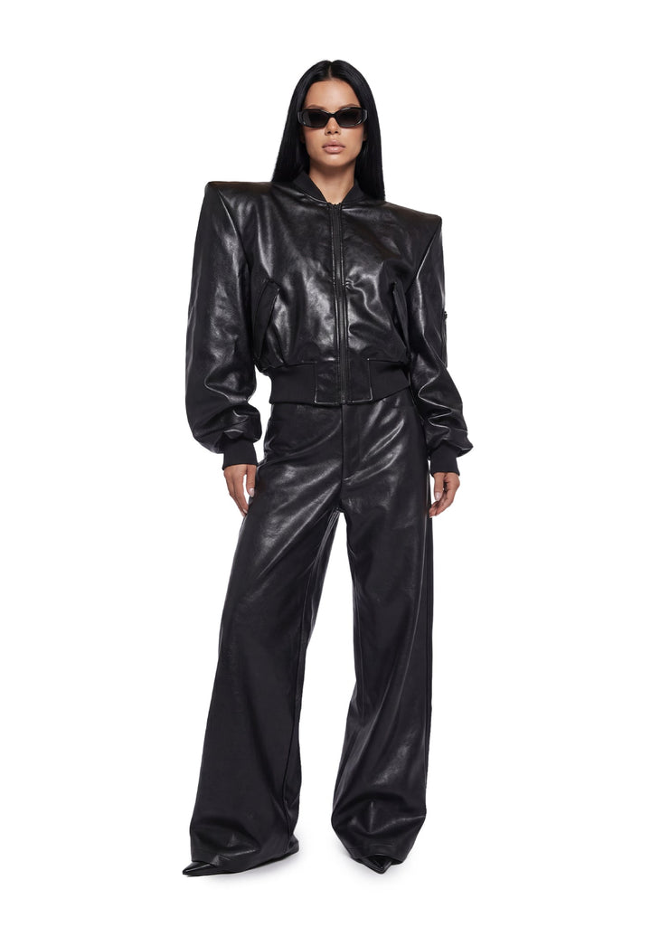 Leather Baggy Suit Trousers