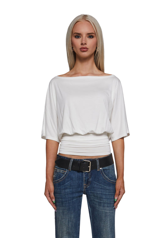 Charm Behavior Wrap Top - White