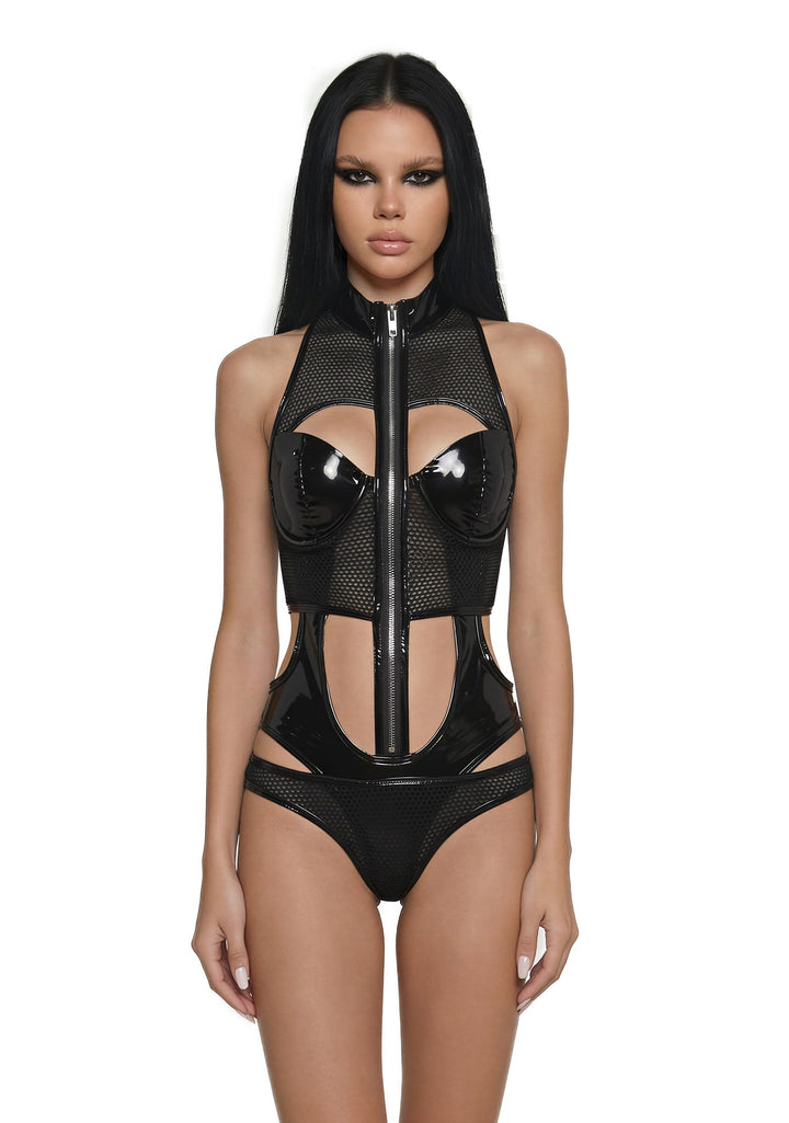 Trinity Patent Cut Out Bodysuit