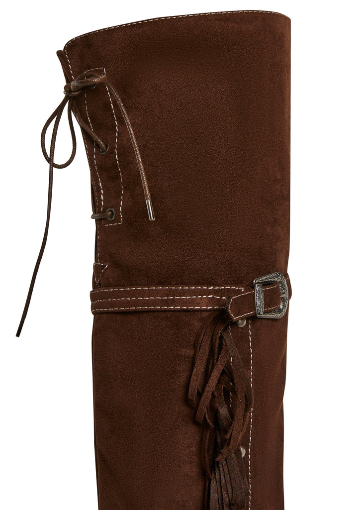 Fringe Thigh High Wedge Boot