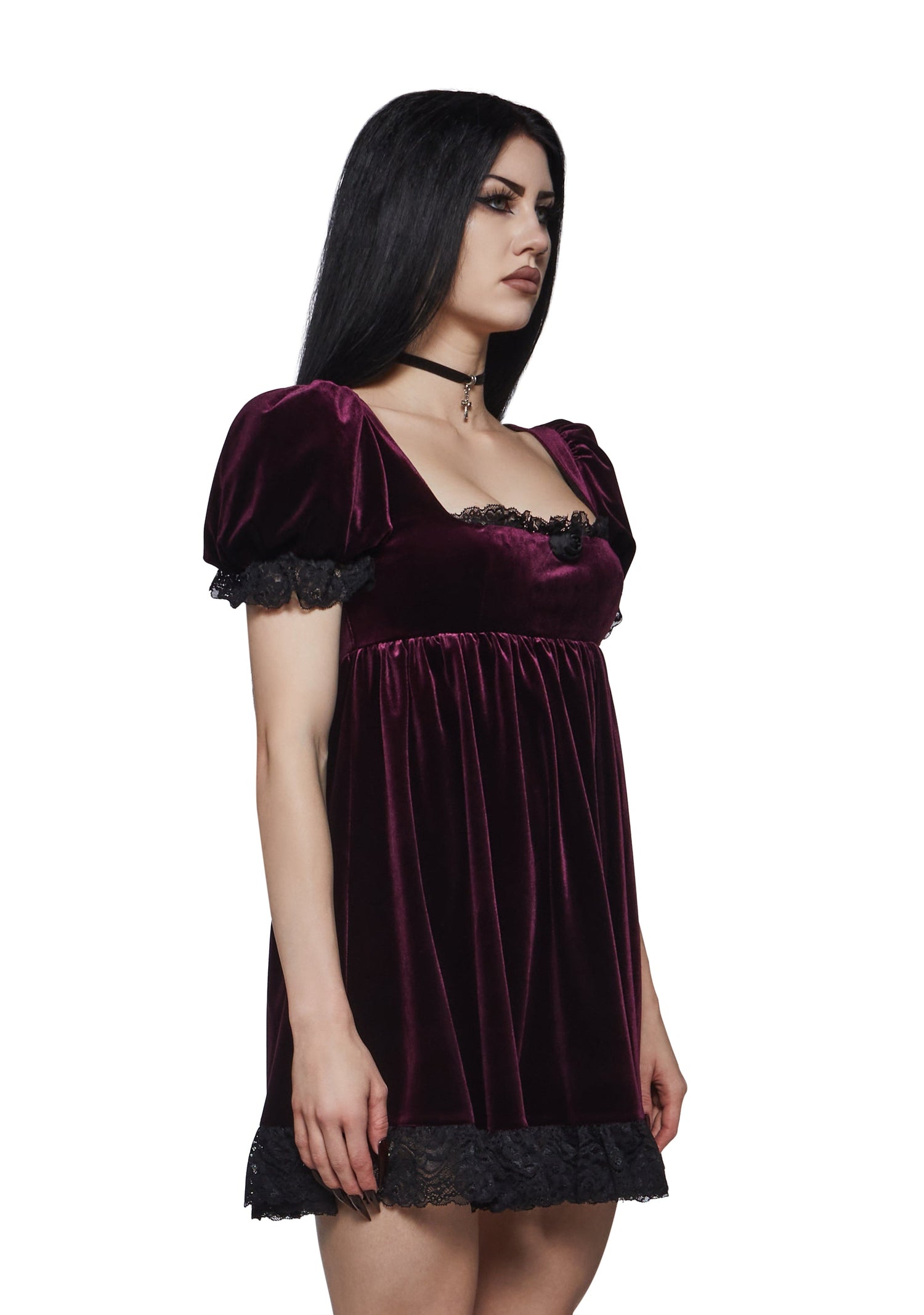 Hilda Burgundy Lace Babydoll Dress