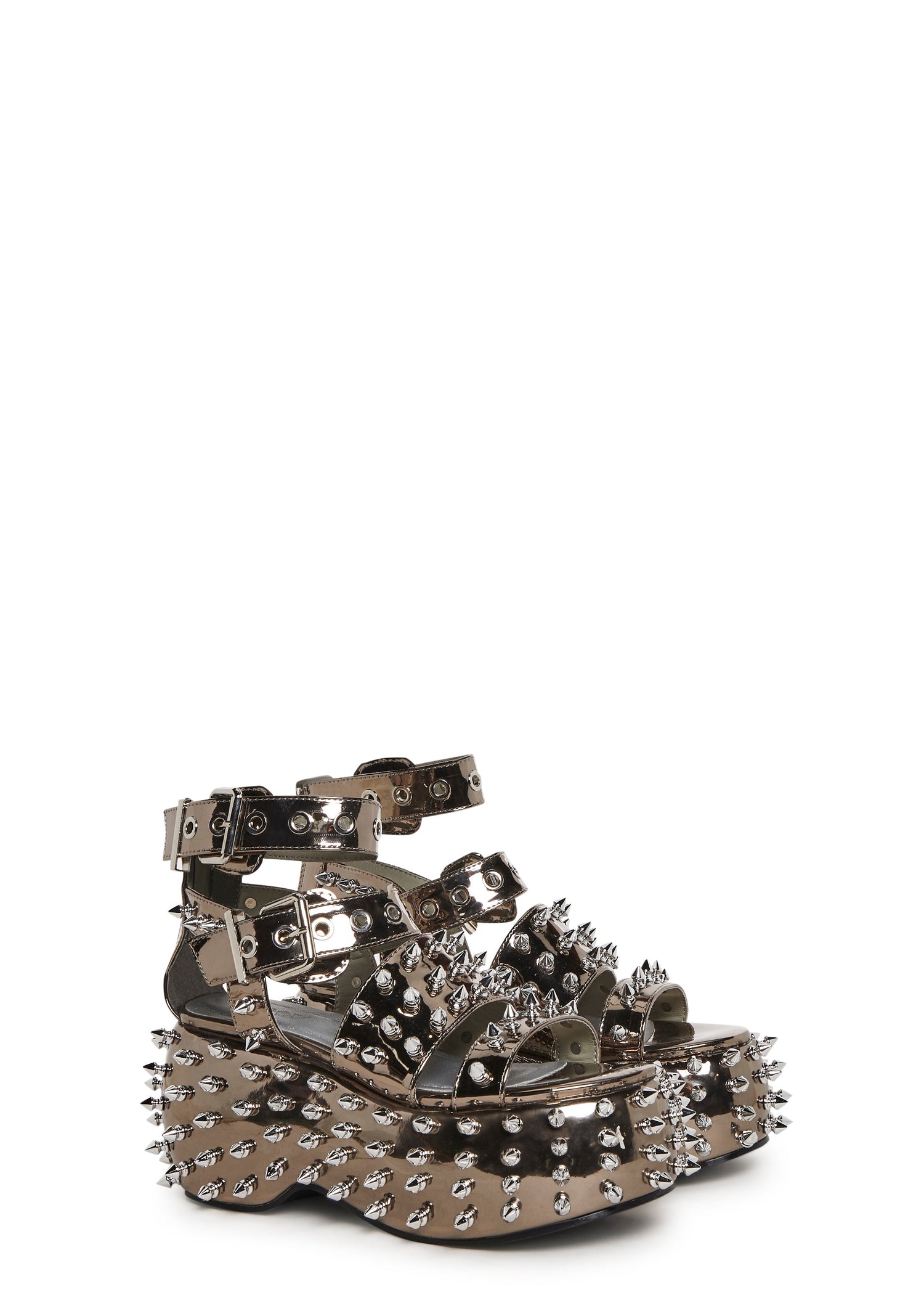 Everything Spiked and Chrome Platform Sandal