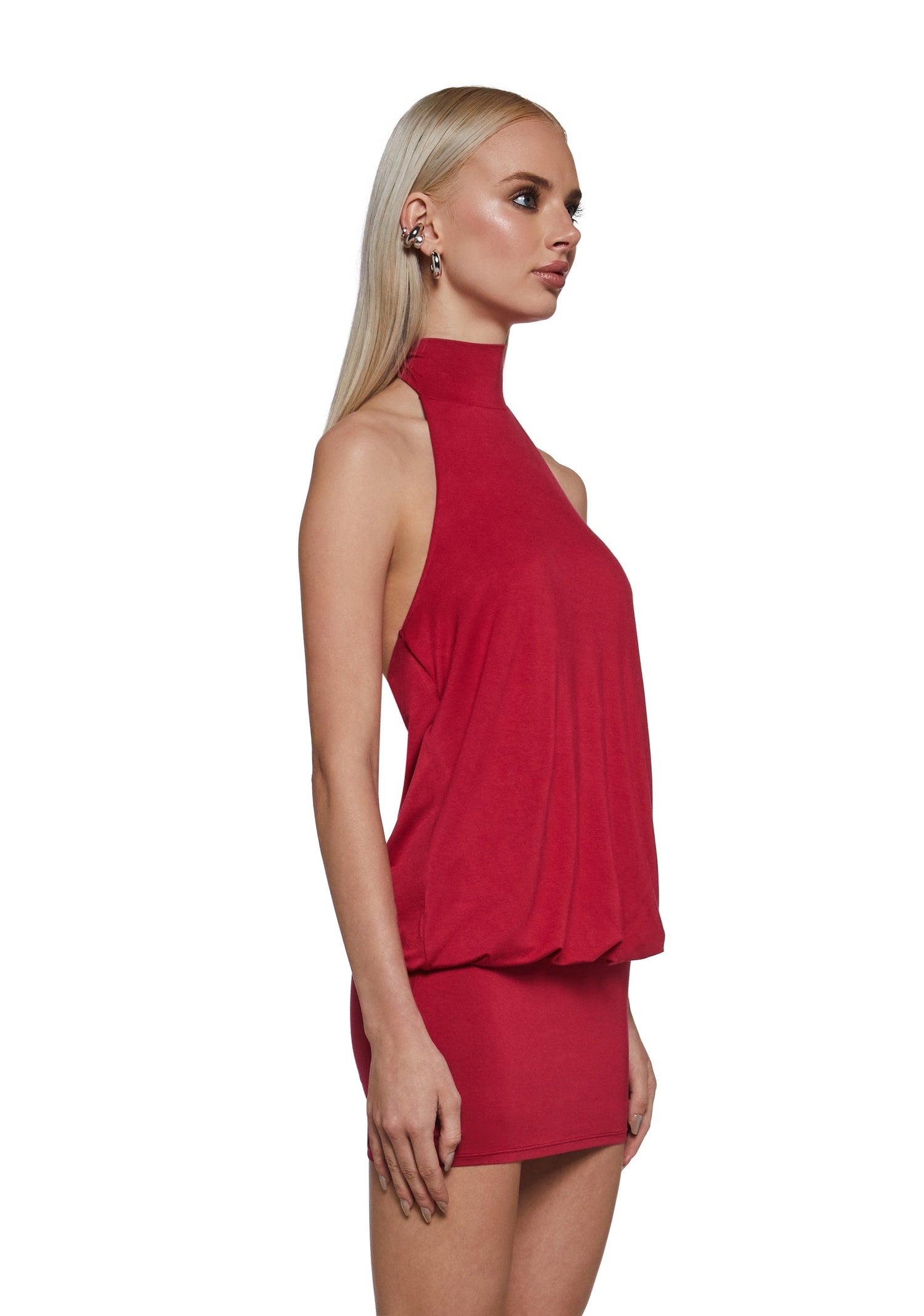 Club Moves Halter Dress -  Red