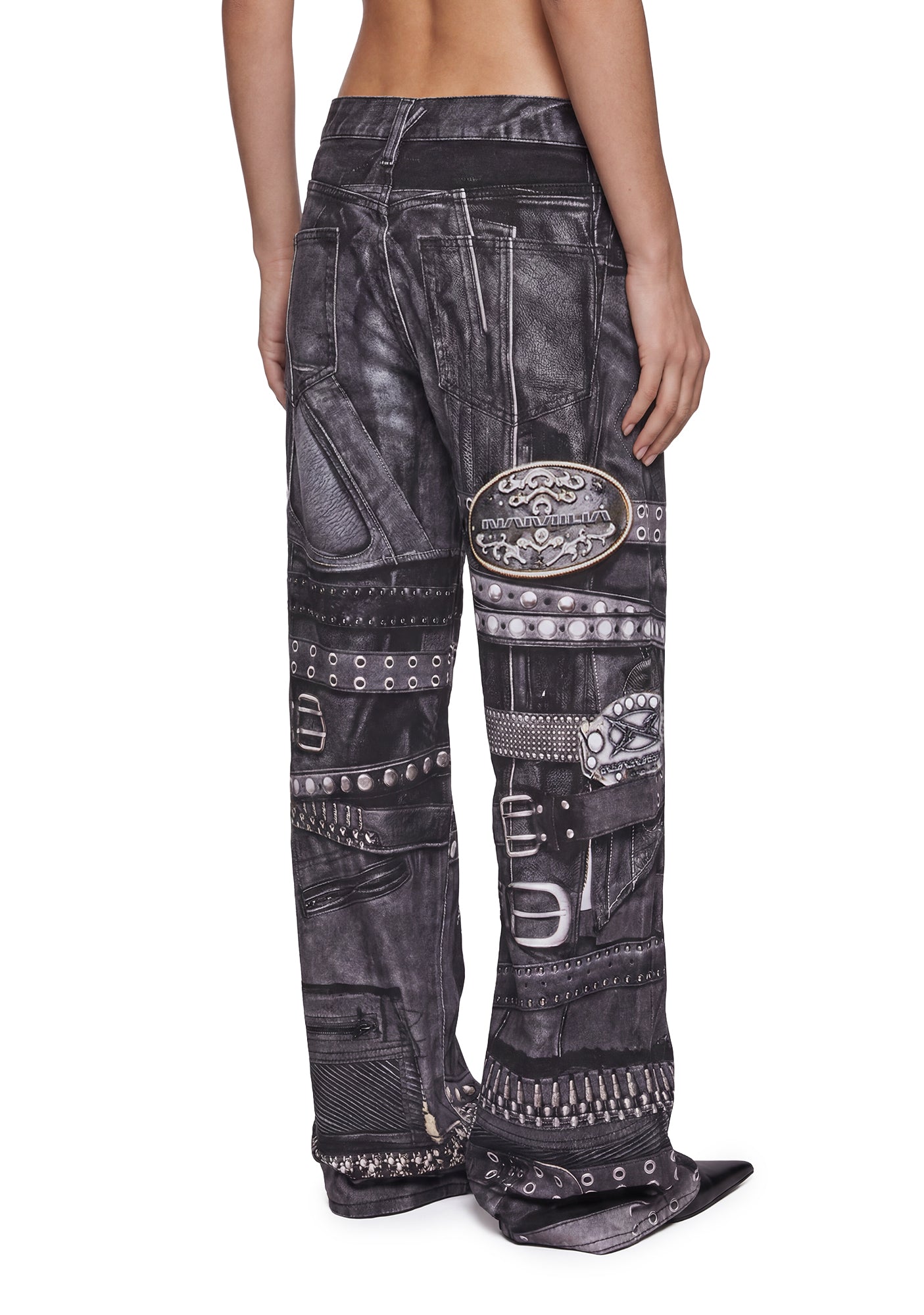 Printed Moto Baggy Pants