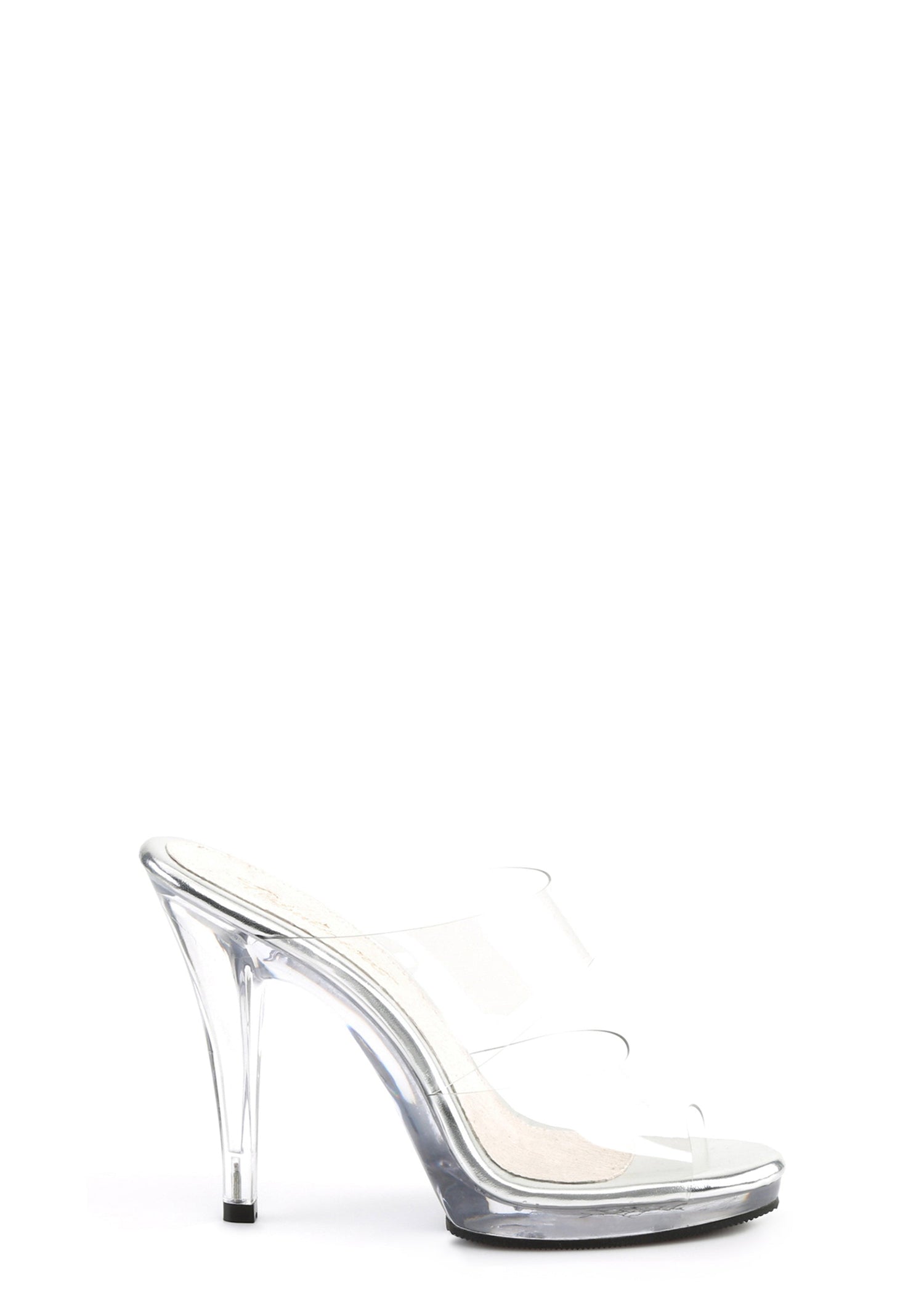 Flair-402 Clear Two Straps Platform Slip on Heels