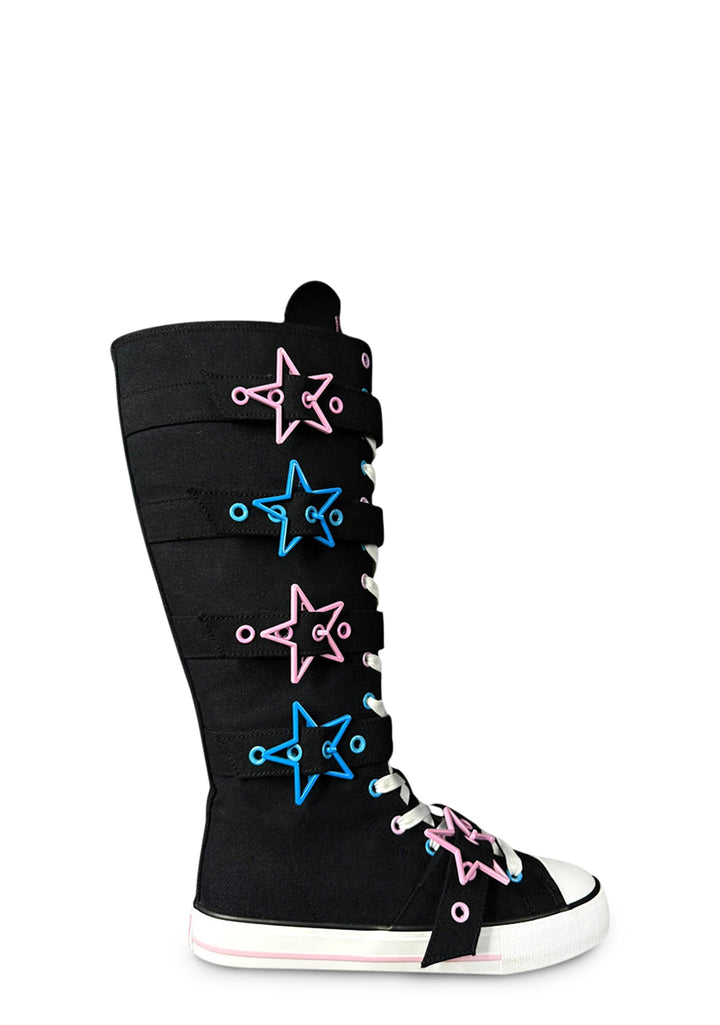 Rawr XD Stars Knee High Sneakers - Pink/Blue