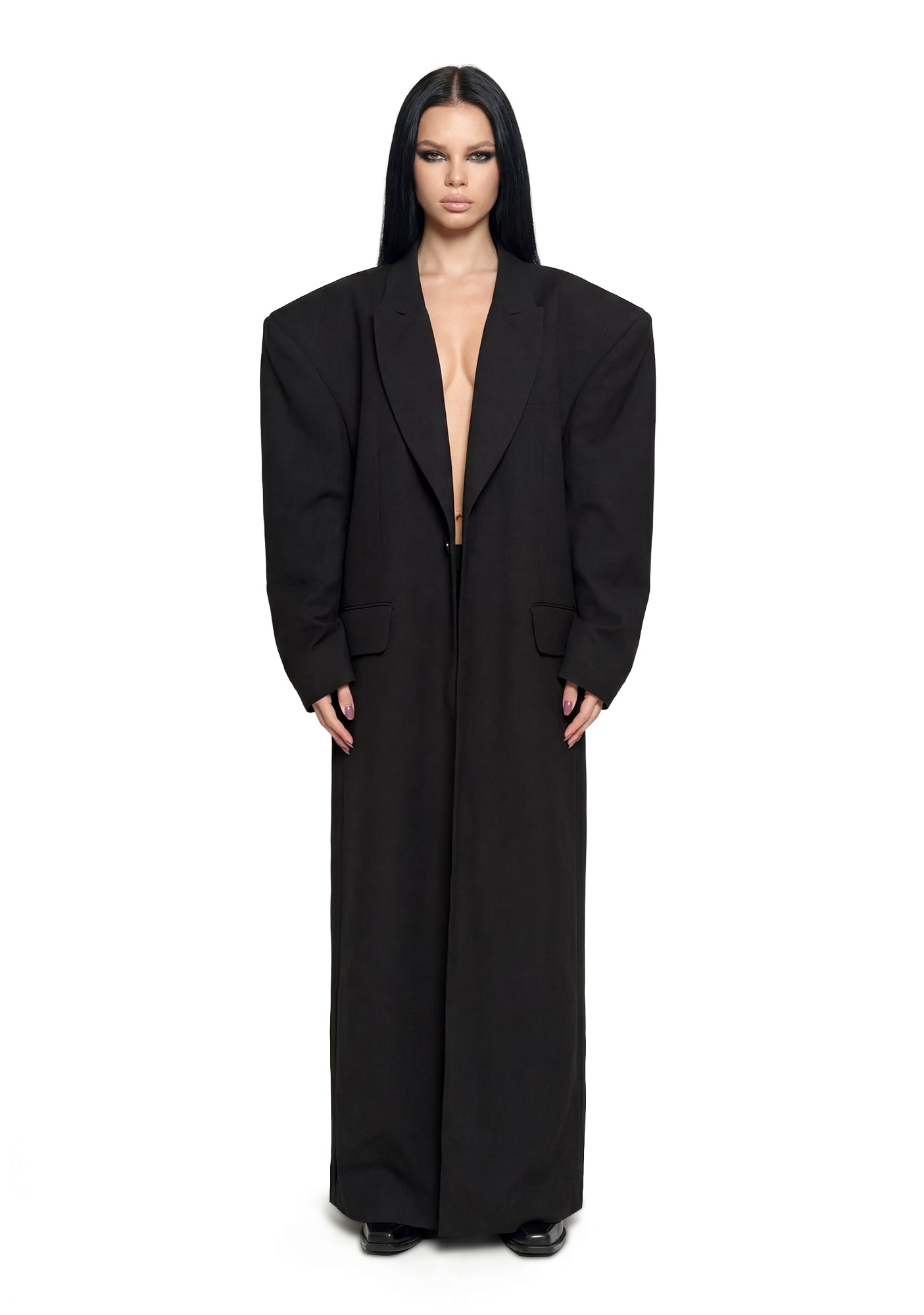 Elongated Blazer Coat - Black