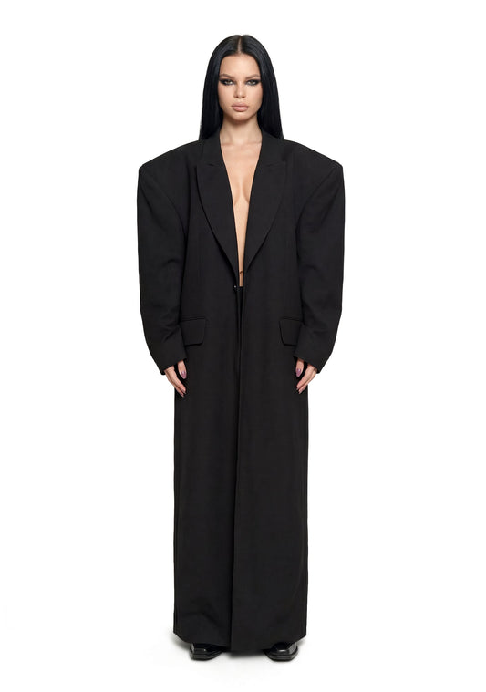 Elongated Blazer Coat - Black