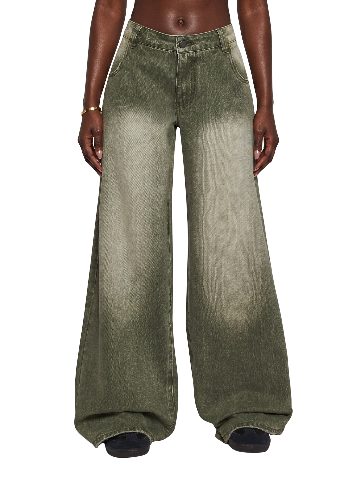 Sinful Attitude Wide Leg Jeans - Green