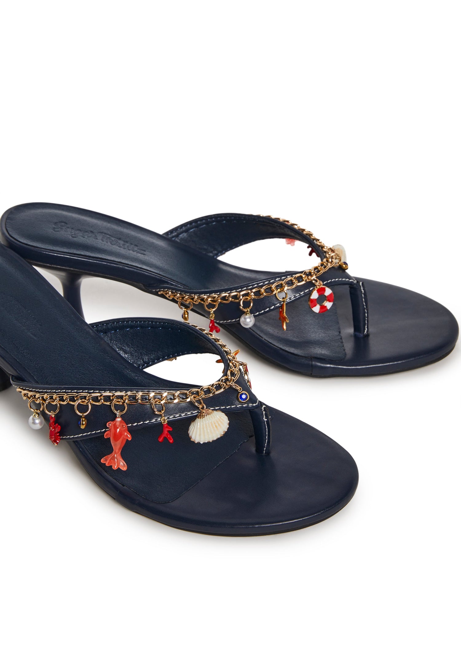Mila Nautical Charm Thong Sandal - Navy