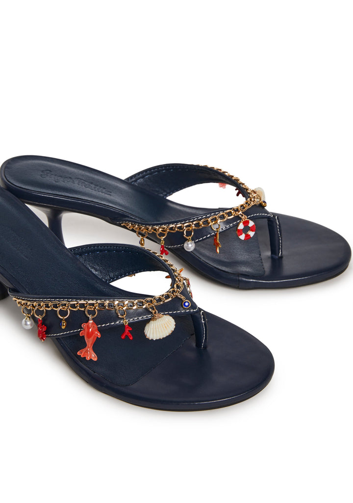 Mila Nautical Charm Thong Sandal - Navy