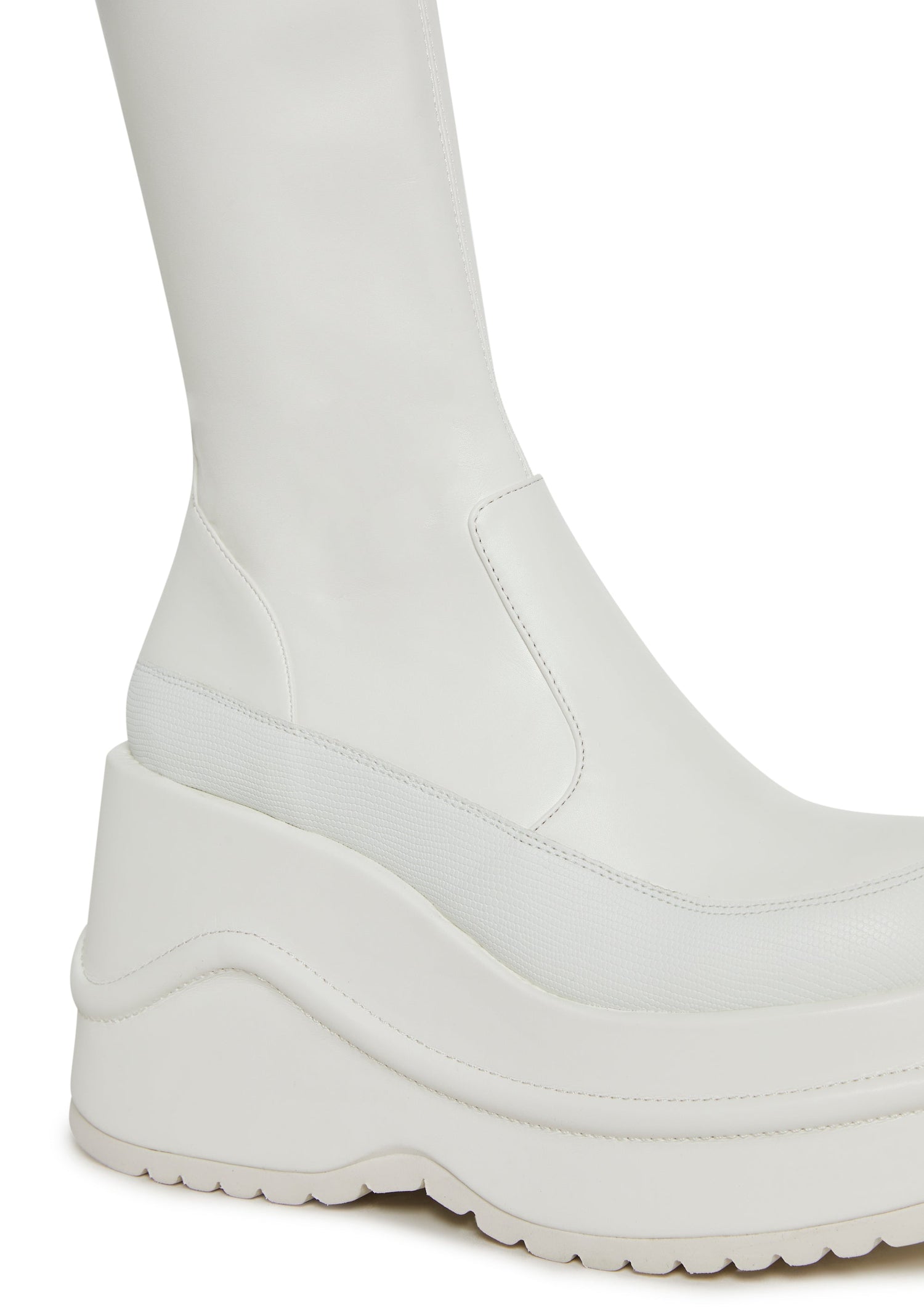 New Fans Wedge Stretch Boots - White