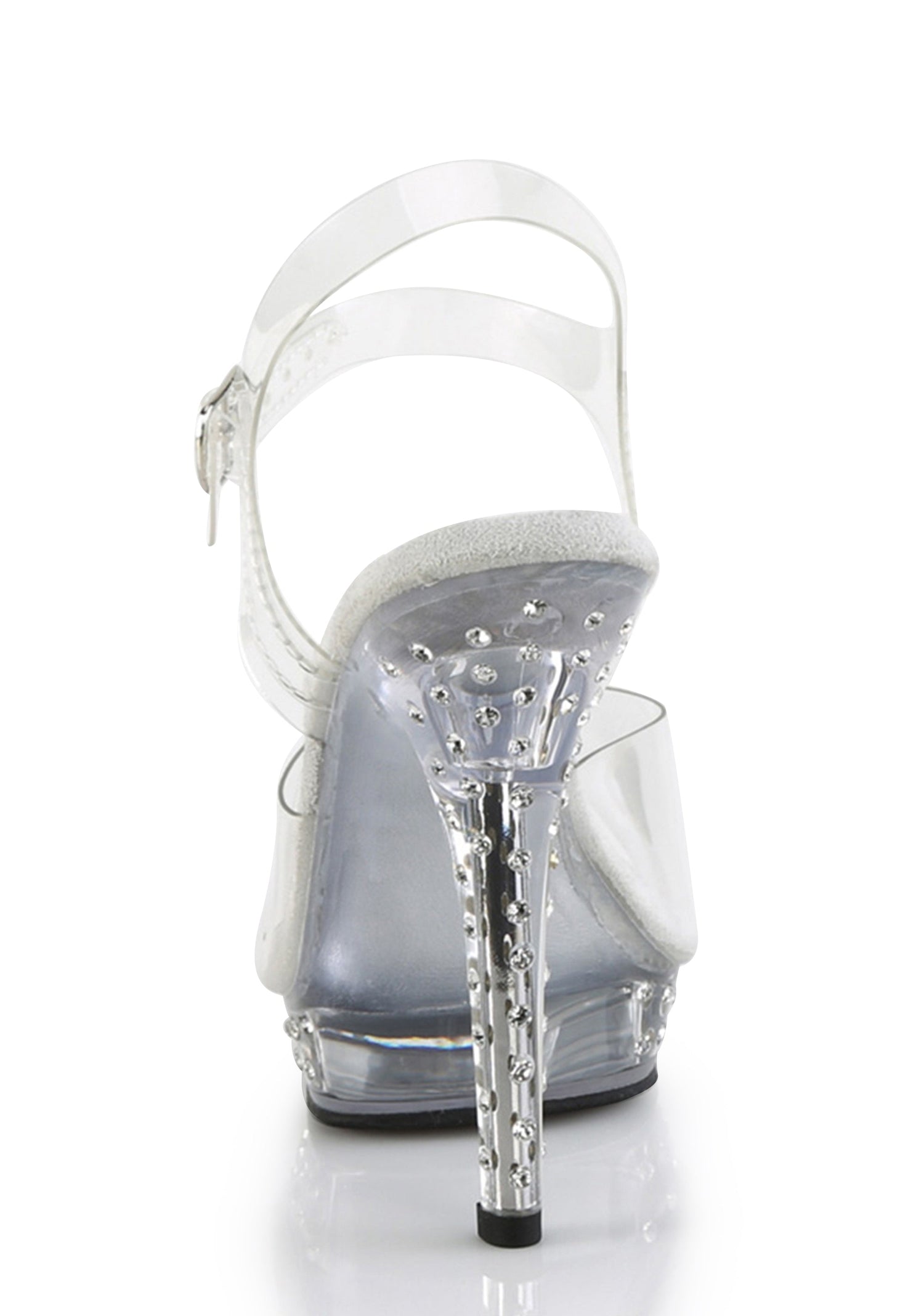 Lip-108 Platform Ankle Strap Rhinestones Studded Sandals-Clear