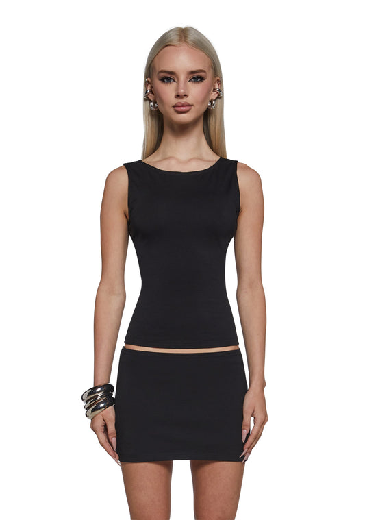 Emma Tank Top Skirt Set - Black