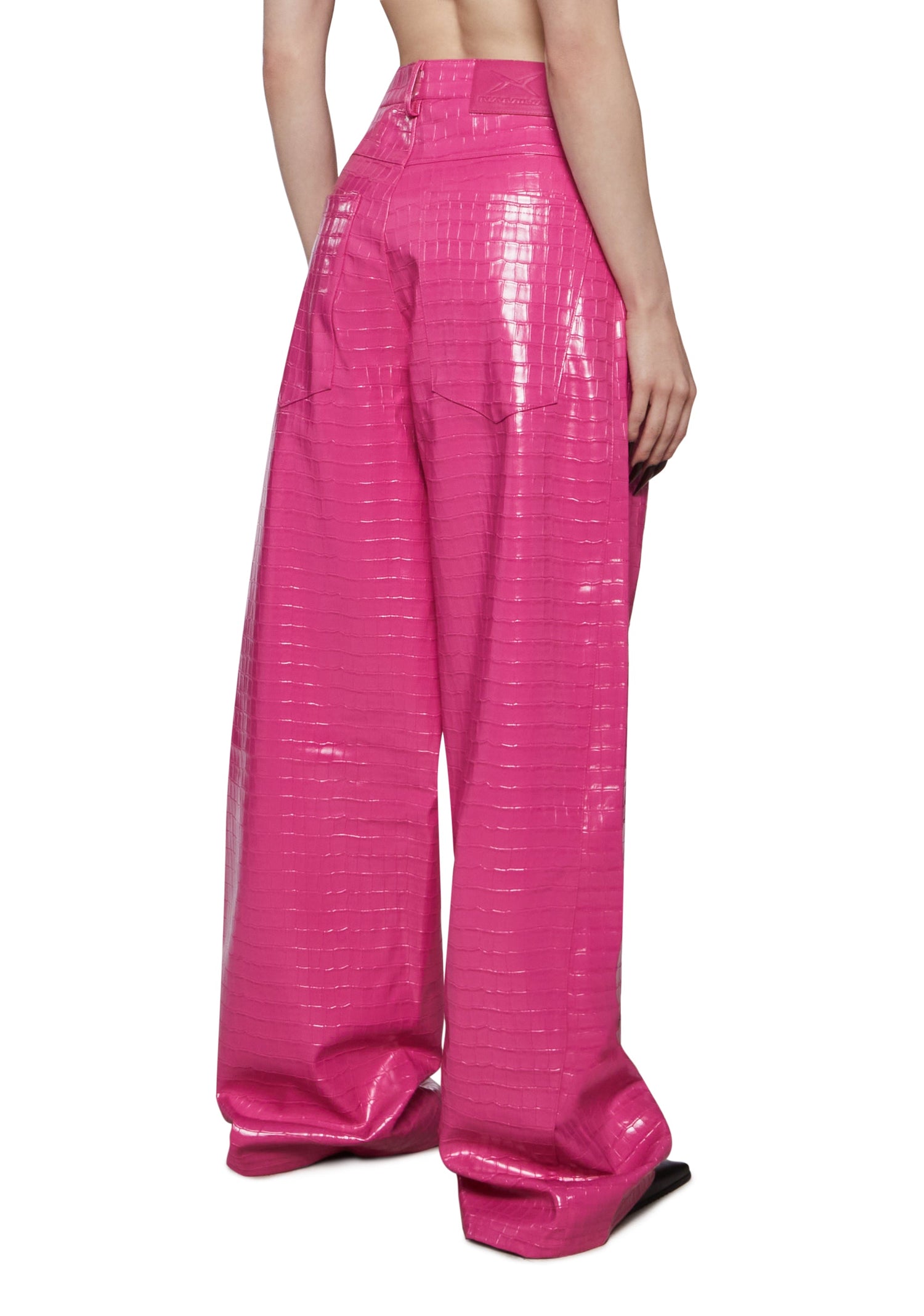 Leahter Baggy Suiting Pants - Pink