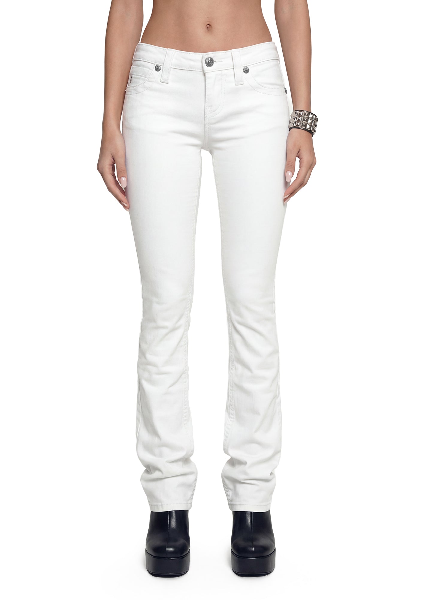 Gabbriette Low Rise Bootcut Jeans - White