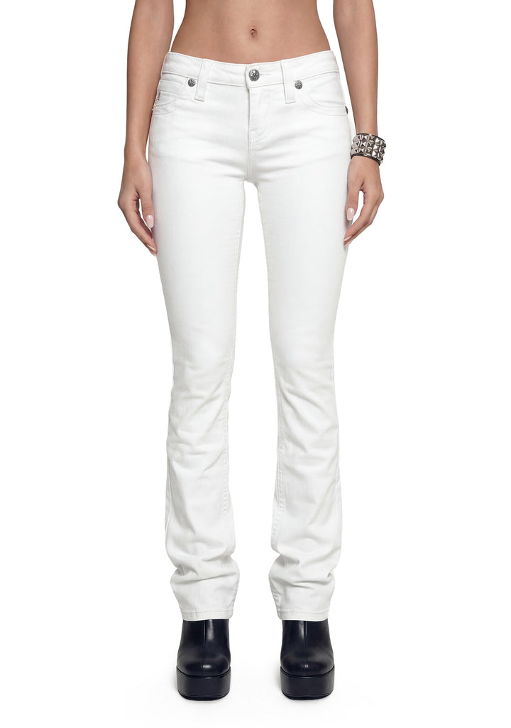 Gabbriette Low Rise Bootcut Jeans - White