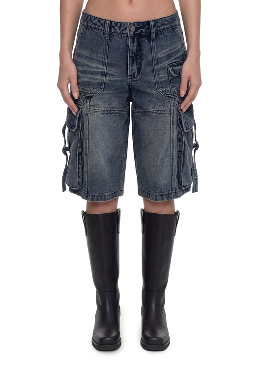 Underground Rage Denim Cargo Shorts