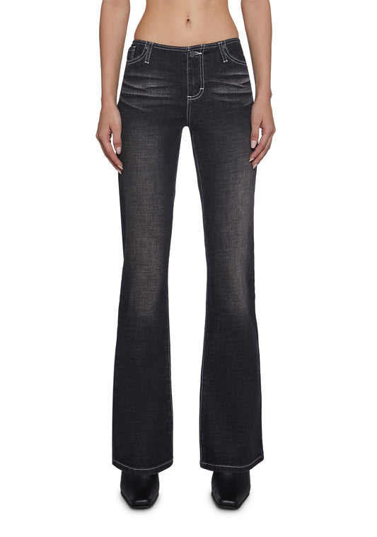 Elle Low Rise Jeans - Black