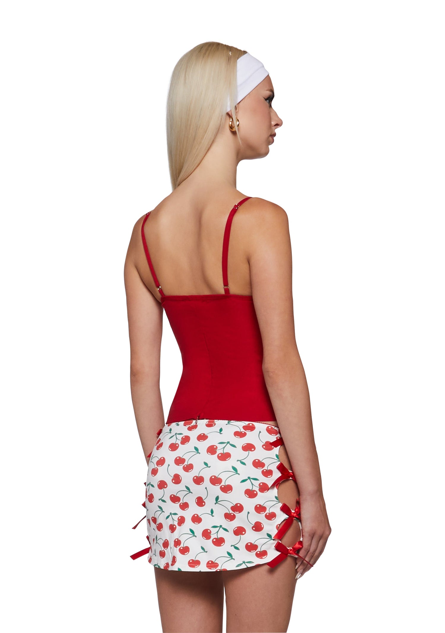 Gina Lace Trim Tank Top - Red