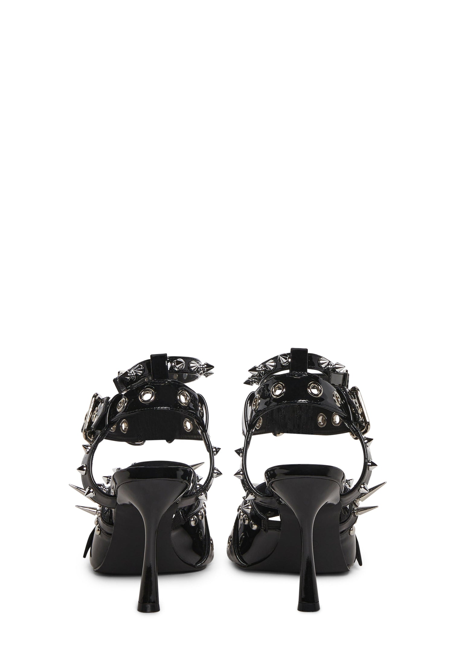 Total Buckle Studded Open Toe Heels
