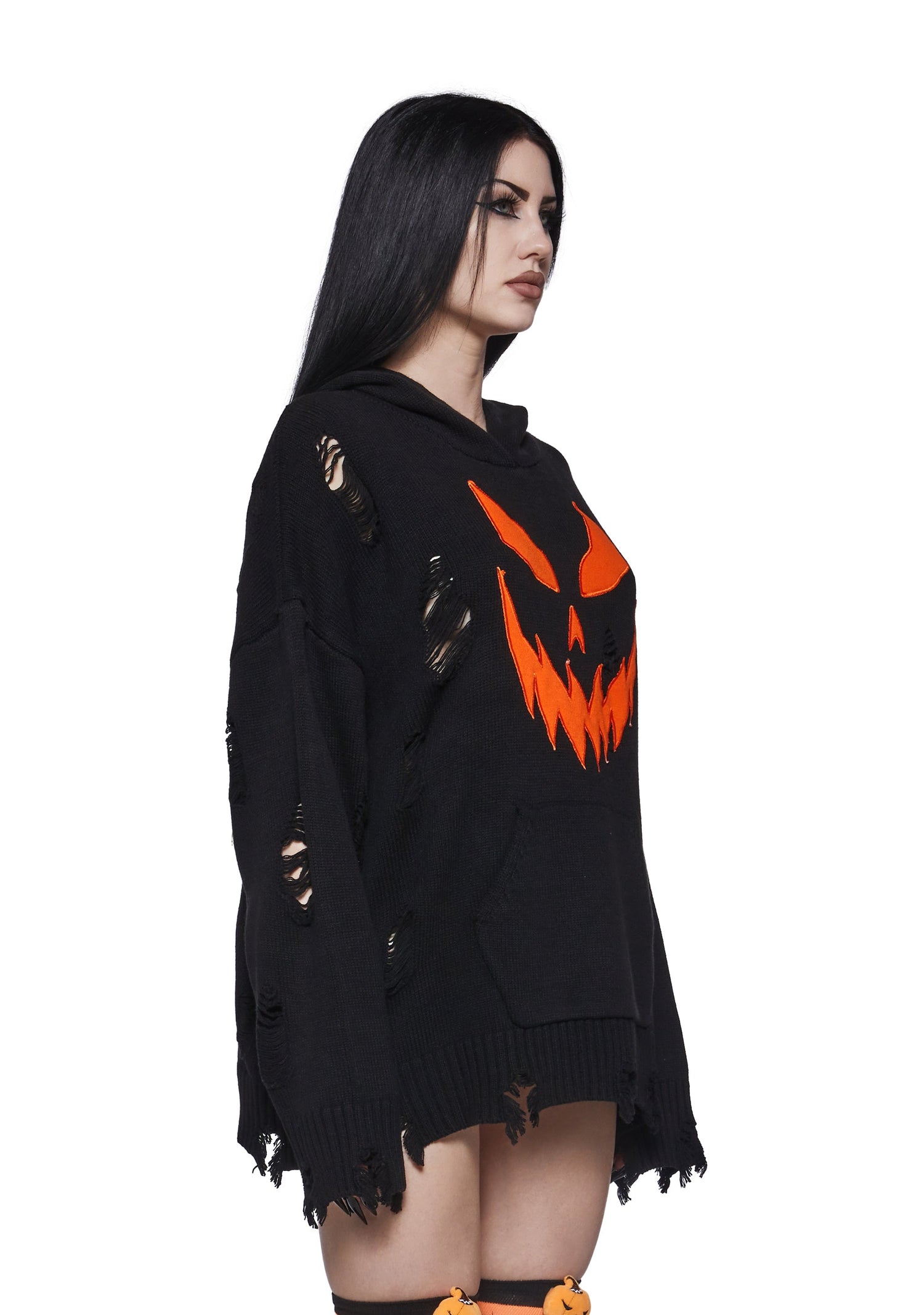 Dark Pumpkin Oversized Sweater with Hood